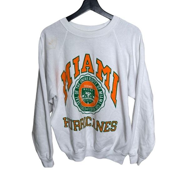 Vintage 80s University Of Miami Hurricanes Sweatshirt Crewneck XL - Picture 1 of 5